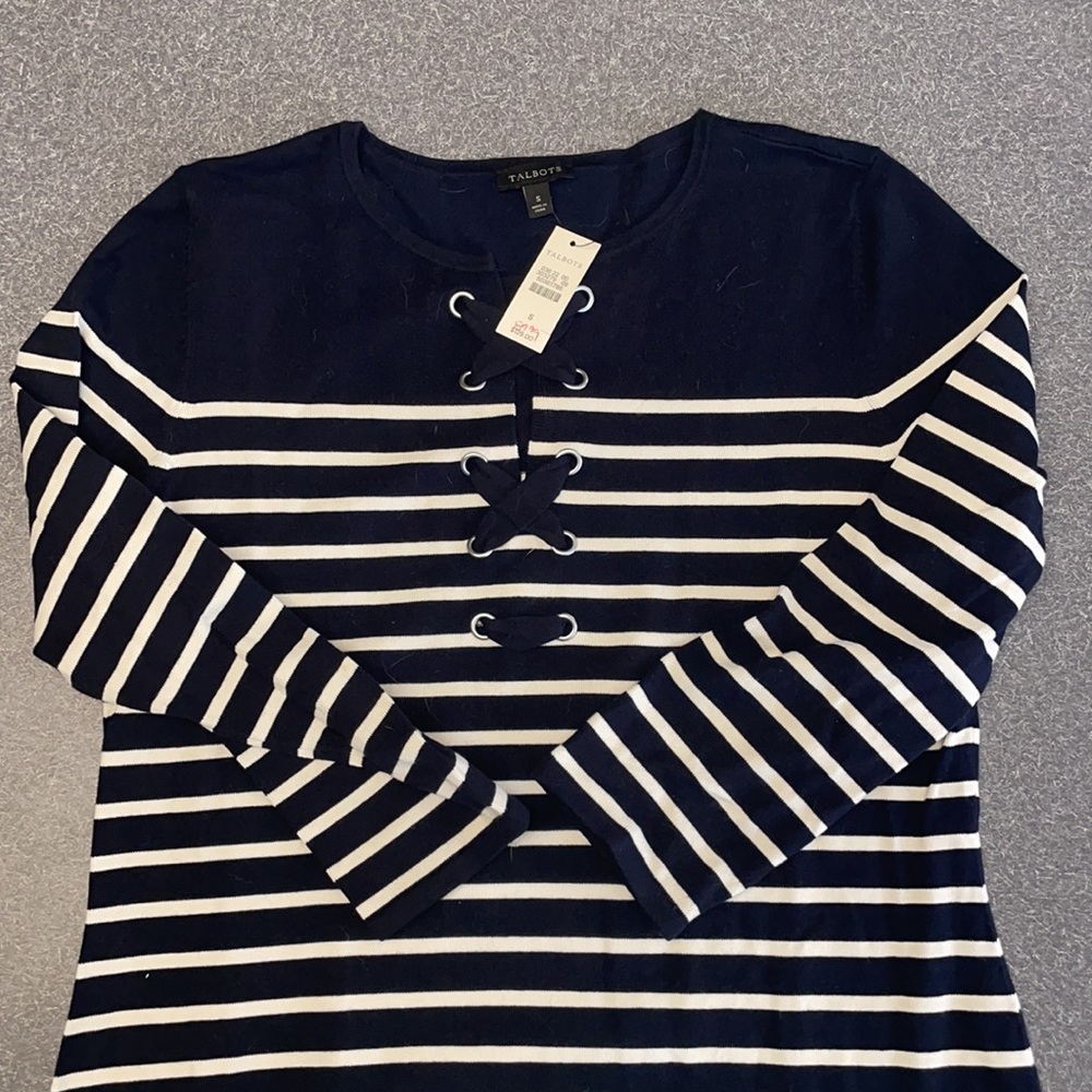Talbot navy and white stripe knit dress